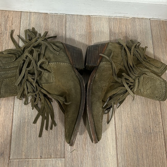 Free People Lawless Fringe Taupe Block Heel Western Ankle Boots Size 36 / 6 - Picture 9 of 16